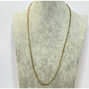 Vintage statement necklace gold tone rolo link chain 26"